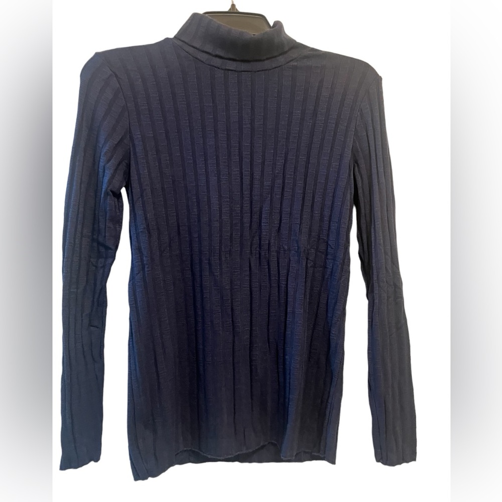Venti6 brand Navy Blue Viscose Blend Long Sleeve Turtleneck Top NWT
